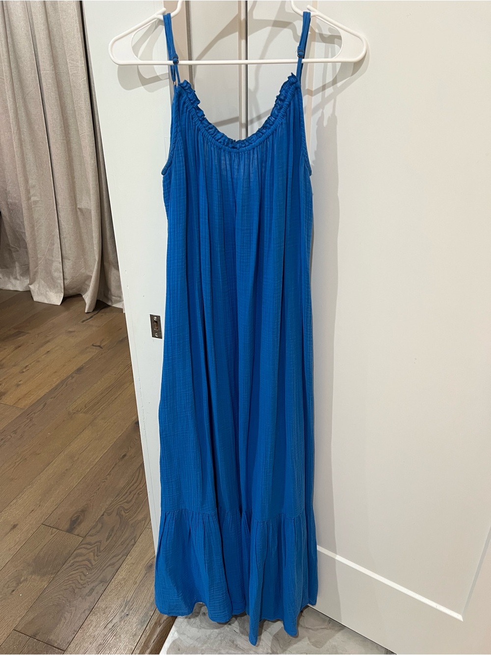 Anthropologie Electric Blue Maxi Dress with Spaghetti Straps